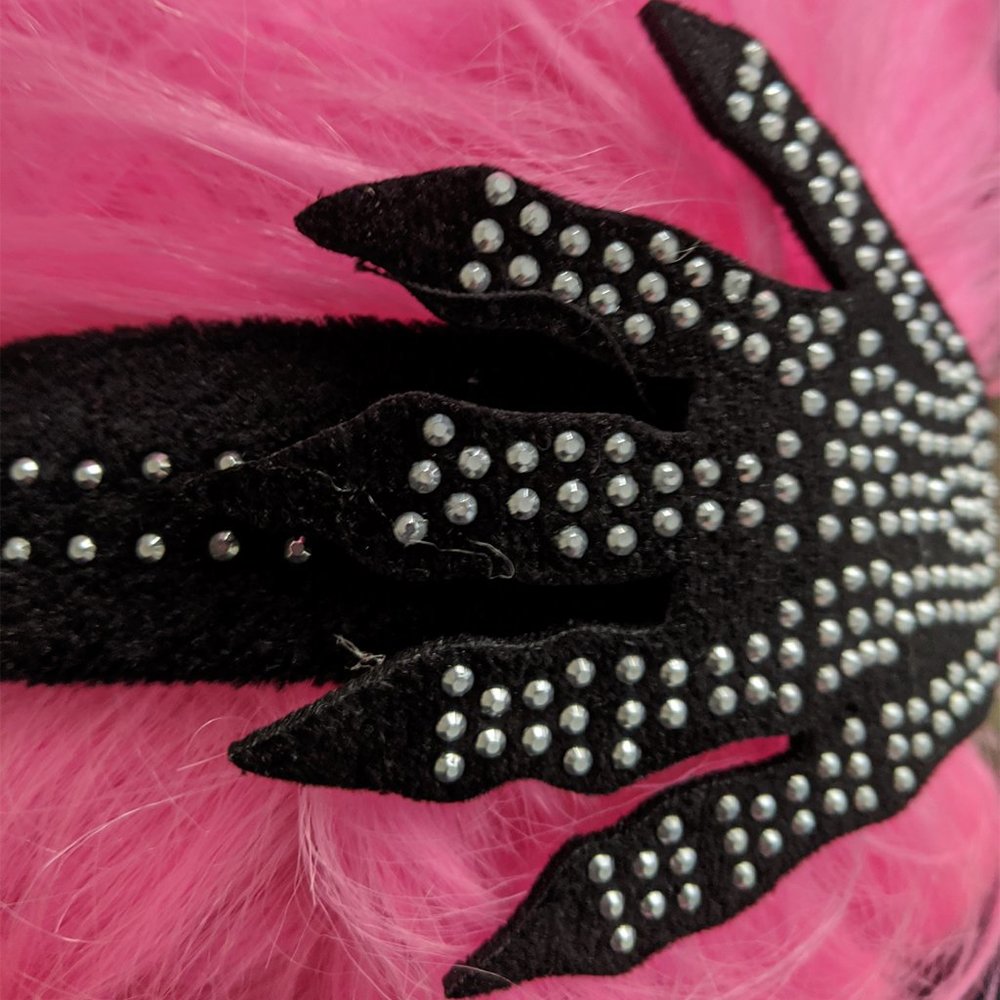 Velvety Studded Skeleton Hand Hair Band - Picture 3 of 3